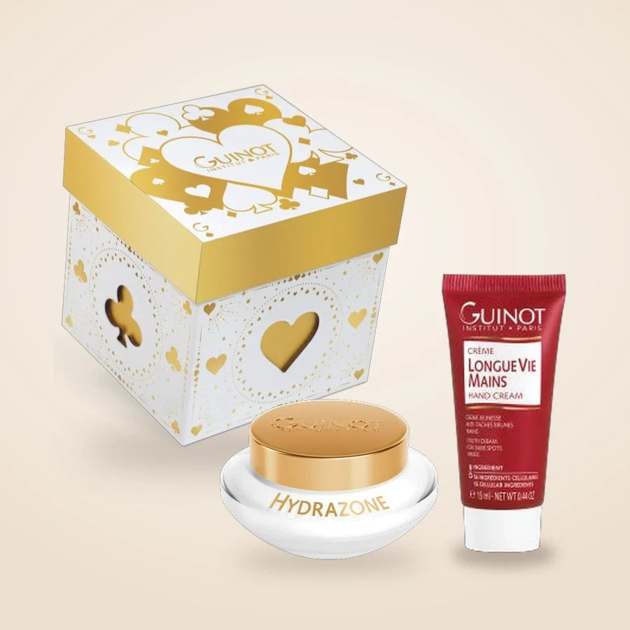 Coffret Hydrazone Guinot : Crème Hydrazone Toutes Peaux 50 ml et Crème Longue Vie Mains 15 ml offerte