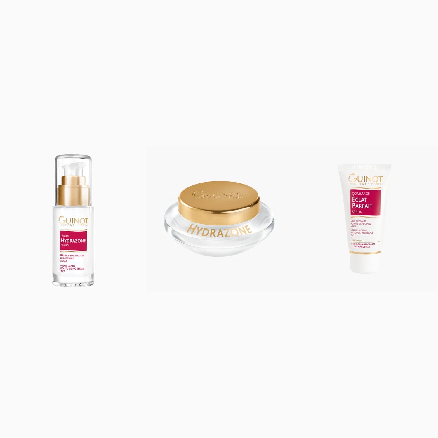 Coffret Routine Hydrazone — Sérum, Crème, Gommage Éclat Parfait